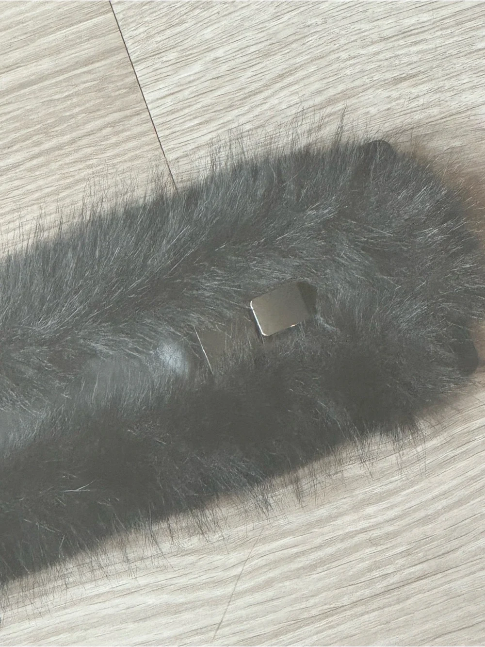 Black Faux Fur Belt with Decorative Buckle